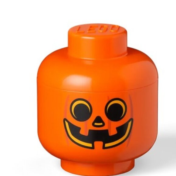 NIB Lego Small 7 in Halloween Pumpkin Jack o' Lantern Storage Head Candy Holder - Picture 2 of 6